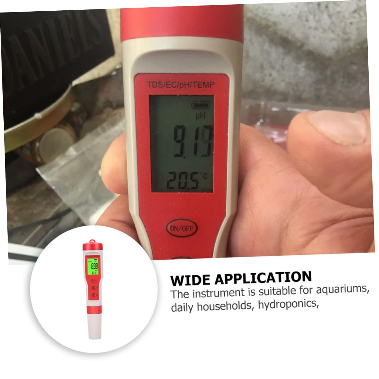 Penna Tester Digitale per Acqua Funzione Atc Misura Ph Ec e Temperatura Display Retroilluminato per Test Acqua Potabile Acquari e Colture Idroponiche