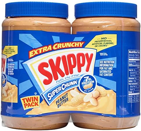 SKIPPY SUPER CHUNK Peanut Butter, Plant Based Protein, 40oz x2