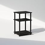 Furinno JUST Night Stand, 3-Tier Turn-N-Tube Nightstand, Toolless Bedside Table, End Table, Side Table with Open Storage for Bedroom, Living Room, Americano