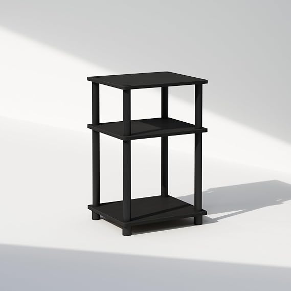 Furinno فقط 3-Tier Turn-N-Tube نايت ستاند ، 1-حزمة ، أقطاب بلاستيكية ، أمريكانو / أسود