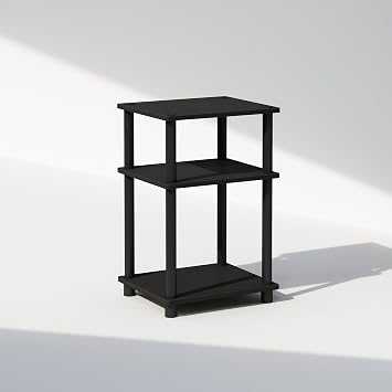 Furinno فقط 3-Tier Turn-N-Tube نايت ستاند ، 1-حزمة ، أقطاب بلاستيكية ، أمريكانو / أسود