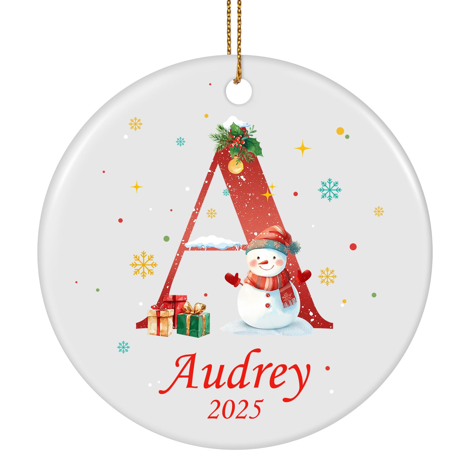 Personalized Name Ornaments for Christmas Tree, Custom A-Z Letter Ornament