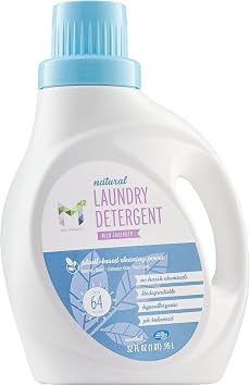 Mild & Mighty Natural Laundry Detergent Wild Lavender | 4x Concentrated HE Liquid Soap for Sensitive Skin | 64 Loads | Plant-Based, Vegan, 100% Natural, Fresh Lavender Scent | 32 fl. oz.