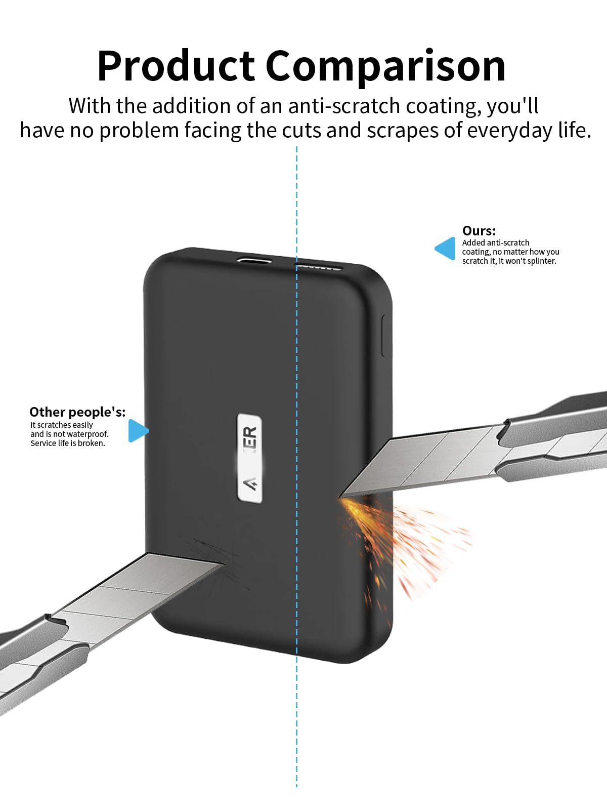 Anker MagGO Power Bank (10000 mAh, 15 W), silikonowe etui, funkcja oświetlenia nocnego, odporne na zarysowania, uderzenia, tragba, czarne
