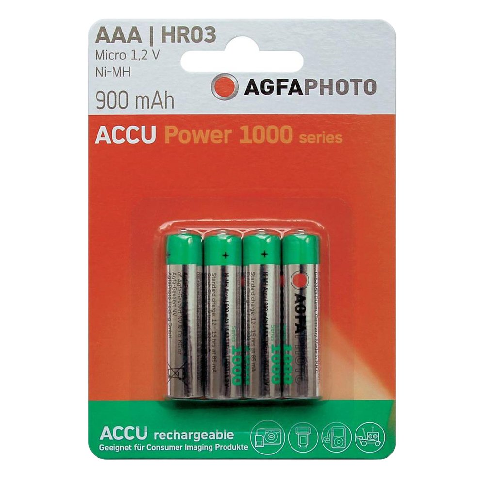 AgfaPhoto NiMH Battery Micro AAA 900 mAh Pack of 4