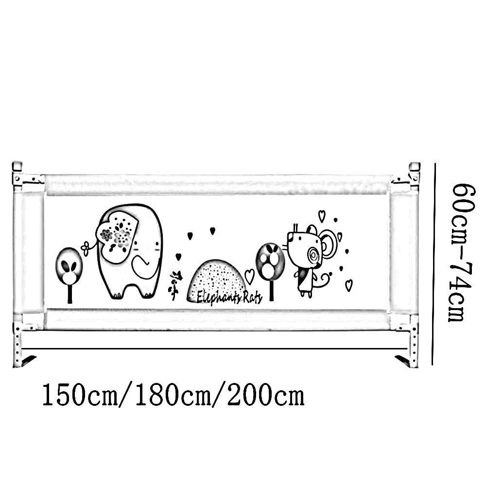Bettgitter Bettschutzgitter Stoßstange, Tragbare Waschbare Höhenverstellbare Schienen Hergestellt Für Einzelbett Kingsize-Bett Queensize-Bett 1 Seite,Offwhite(A),180cm*60cm