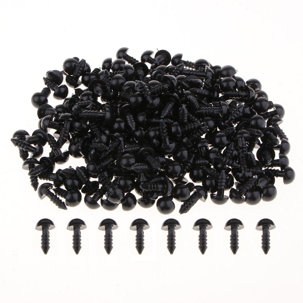 rockible 200pcs 8mm Black Doll Toy Round DIY Dolls Making