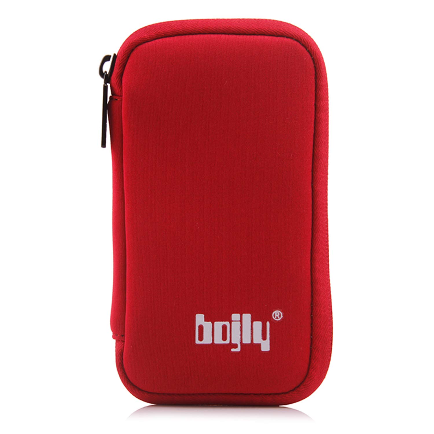 BOJLYHard Drive Case, External Protective Storage Carrying Case Bag for Portable HDD SSD | Lightweight Protective |Waterproof Electronic Accessories Organizer Holder for USB Key, Earphone Cable,Red