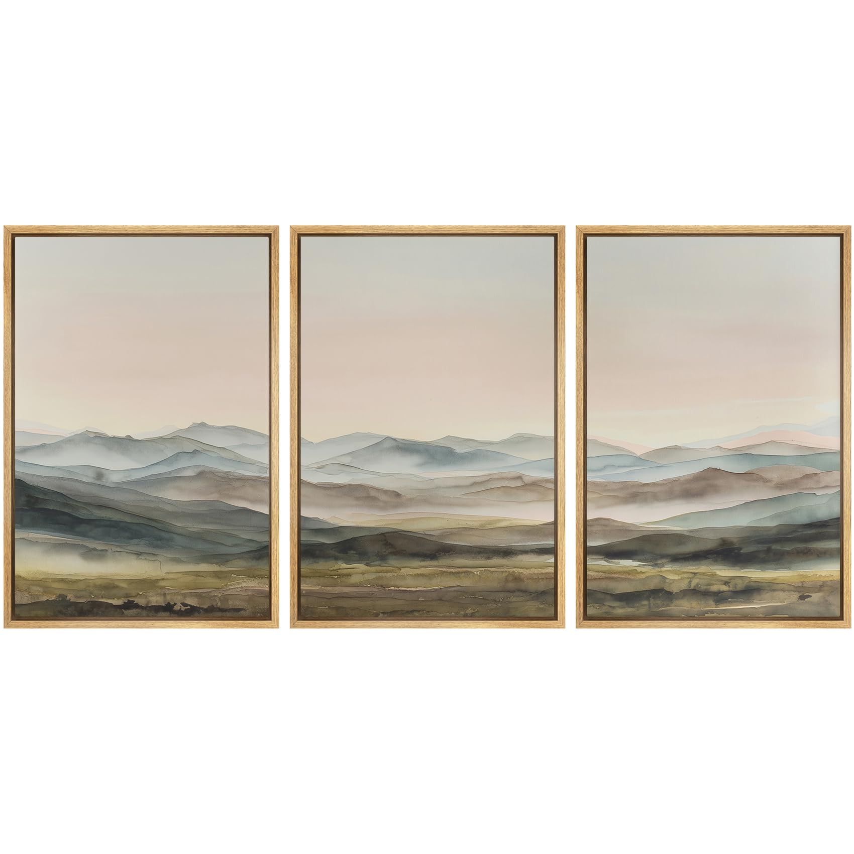 SIGNWIN Framed Canvas Print Wall Art Set Blue White Grunge Geometric Pattern Abstract Shapes Cozy Neutral Decorative Contemporary Minimal for Living Room, Bedroom, Office - 24"x36"x3 Natural — view 19
