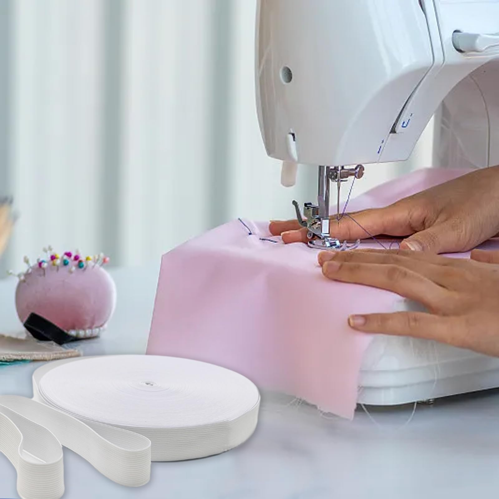 Elastico Intrecciato Bianco Per Cucito - 10 Metri X 2,5 Cm, Per Maschere E Abbigliamento - Foto 6