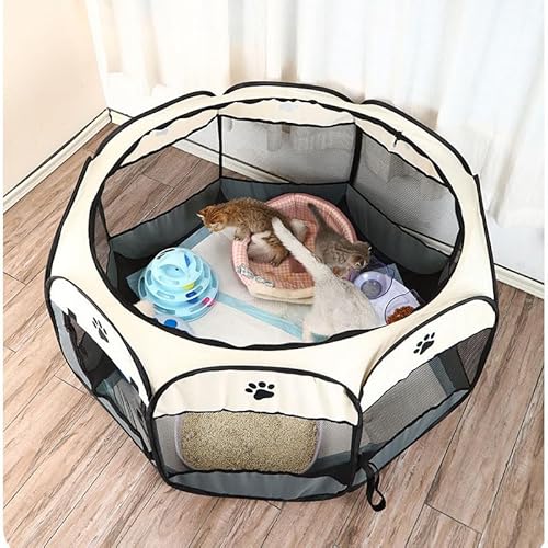 Cercadinho Extra Grande Tecido Cão Gato Coelho Pets Tenda Casinha Cercado Portátil Dobrável Cinza 11