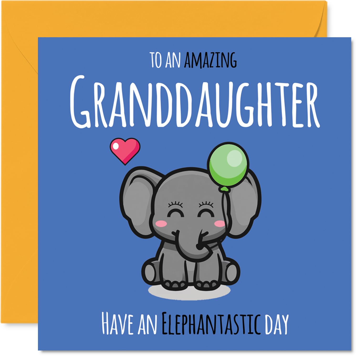 Granddaughter Birthday Card - Have An Elephantastic Day - Happy Birthday Card for Granddaughter from Grandad Grandma, 145mm cute elephant Bday Greeting Cards