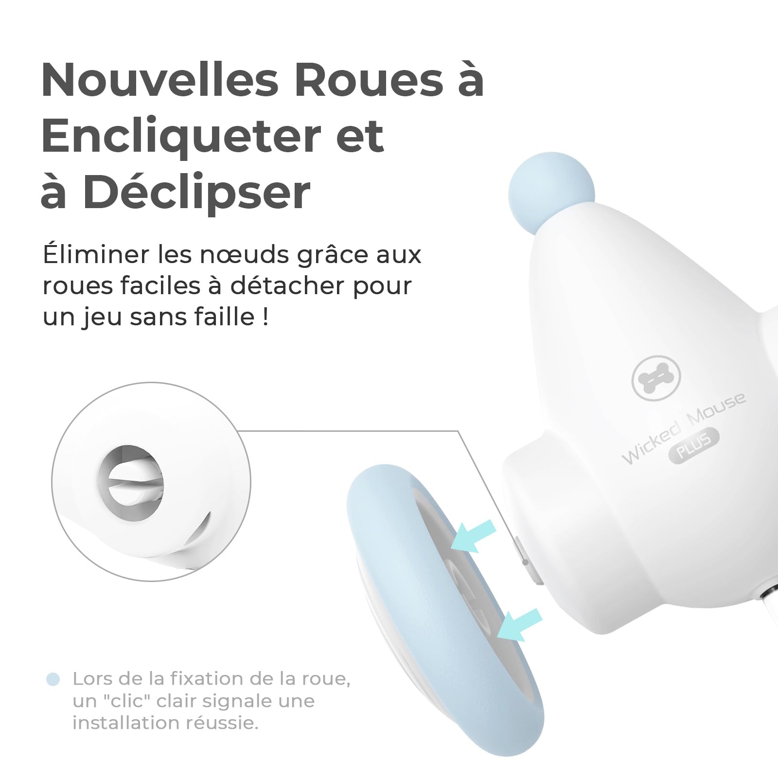 Cheerble Jouet Chat Interactif, Jouet Chat Interieur, Jouet Automatique pour Chat avec Lumières LED, Deux Vitesses, Rechargeable par USB, Souris Automatique Wicked Mouse, Cadeau pour Chaton (Bleu)
