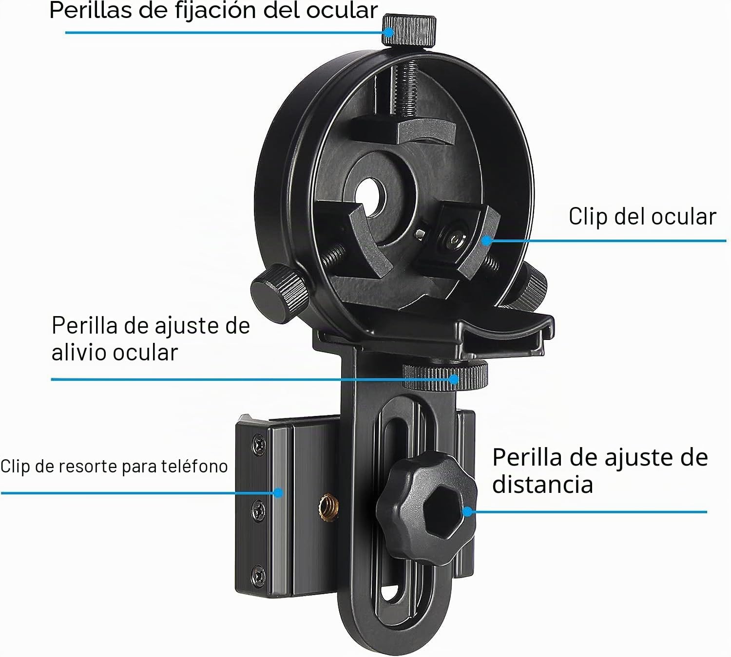 Celticbird Nuevo Adaptador de Smartphone Scope- Soporte de teléfono Que Funciona con telescopios terrestres& Binoculares& Monoculares& Telescopio& Microscopio