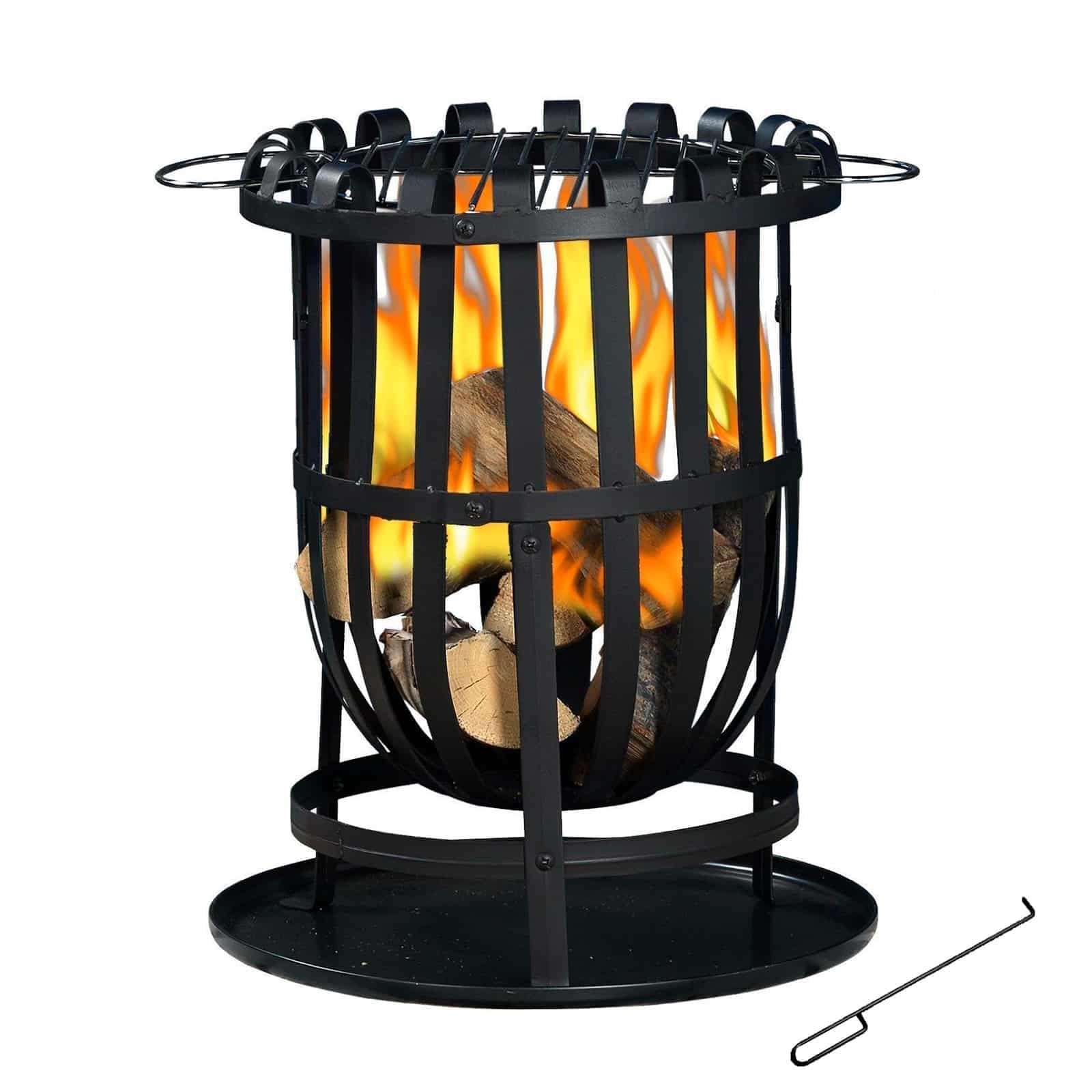 KEKAI Brasero de Acero para Exteriores 2 en 1 con función de Barbacoa y Fuego Kekai Dana 40 x 56 cm Grill, Atizador y Recogida de Cenizas