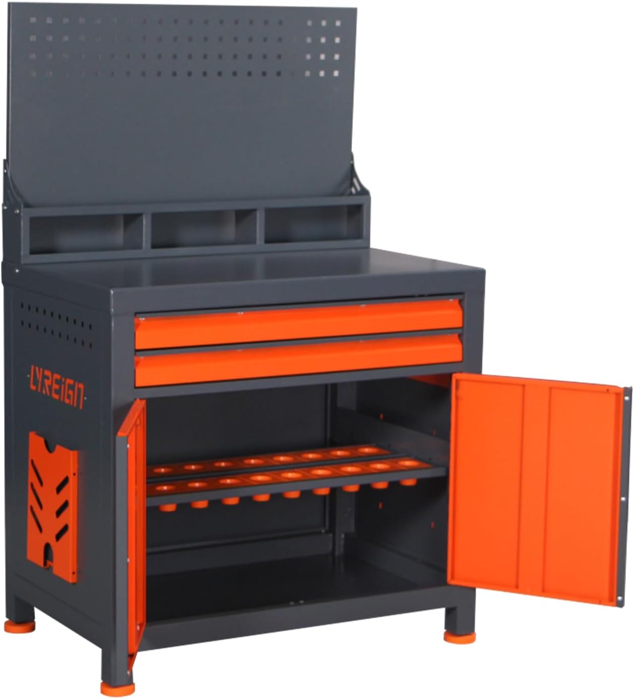 HSK63 Tool Holder Station, Heavy Duty Industrial Workstation with Countertop and Drawers, CNC Tool Storage Workbench for Warehouses Storehouse Factory Garage,HSK63-20CAP