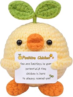 MuMyer Funny Crochet Chick Gifts, Handmade Emotional Support Crochet Animal Inspirational Gifts for Women Men Birthday Presents, Funny Office Desk Knitted Chick Decor