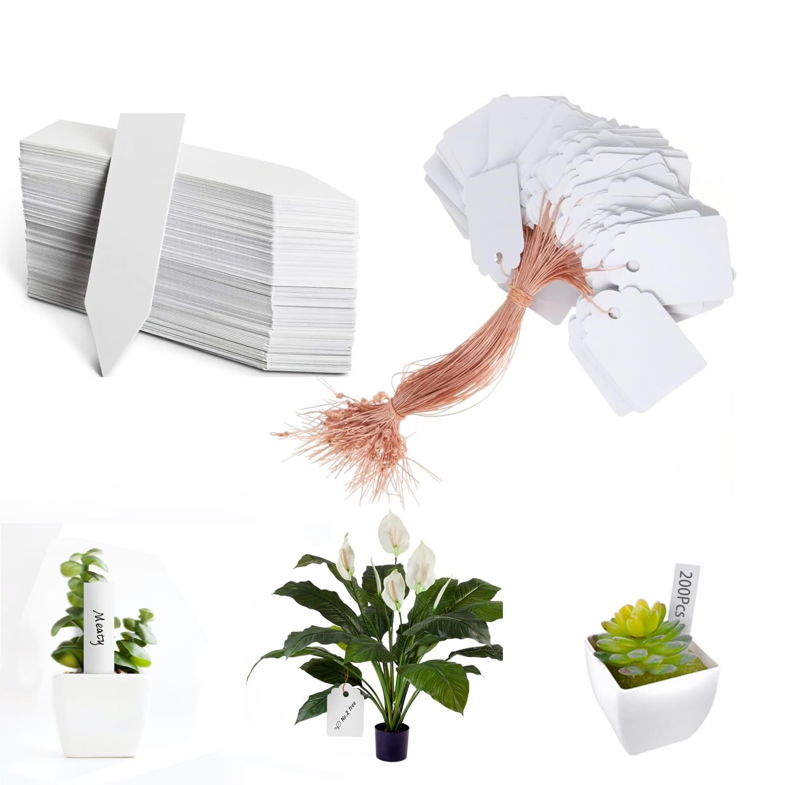 100 Etichette Per Piante In Plastica - Forma A T E Freccia, Scrivibili E Impermeabili Per Orto E Giardino - Foto 3