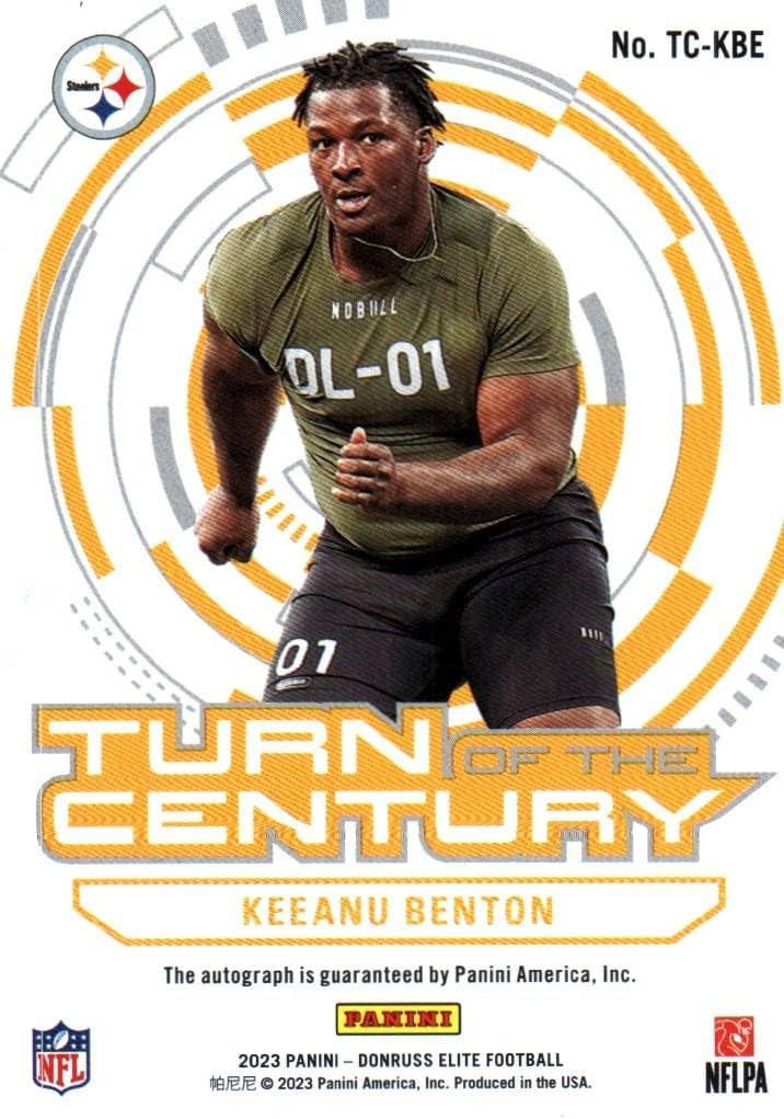 Keeanu Benton Autographed Serial Numbered 5/5 Turn Of The Century Gold Rookie Card Collectible Football Card- 2023 Donruss Elite Football Card #TC-KBE (Steelers)