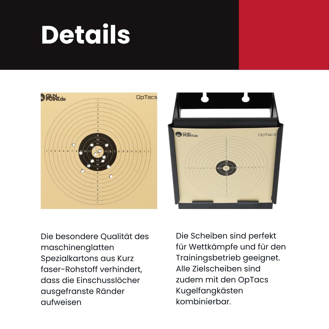 250 Luftgewehrscheiben 14x14 cm aus Spezialkarton – Zielscheiben für Luftgewehr und Luftpistole – 12-Kreis-Scheiben für Training & Wettkampf – präzise Treffer – passend für Kugelfang