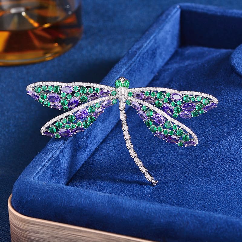 Image of Dragonfly Brooches for Women Crystal Rhinestone Lapel Pin for Men Vintage Insect Jewelry Dress Blazer Jacket Accessories Holiday Birthday Gifts