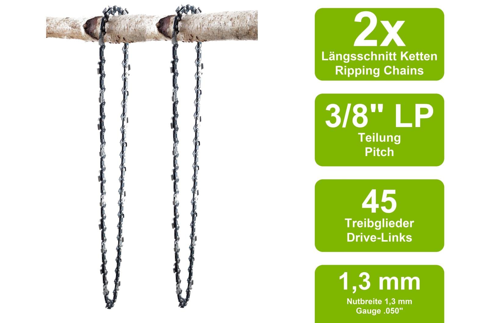 SECURA 2 Sägeketten Für Einhell PES34 – 35 Cm, 3/8LP, 50 Treibglieder, 1,3 Mm