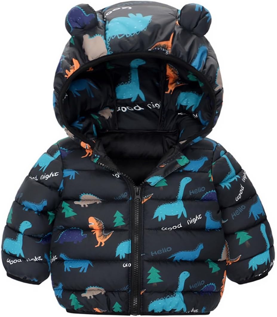WEONEDREAM 6M-4T Baby Boys Girls Winter Coats with Bear Hoods Unisex Toddler Kids Lightweight Down Jacket