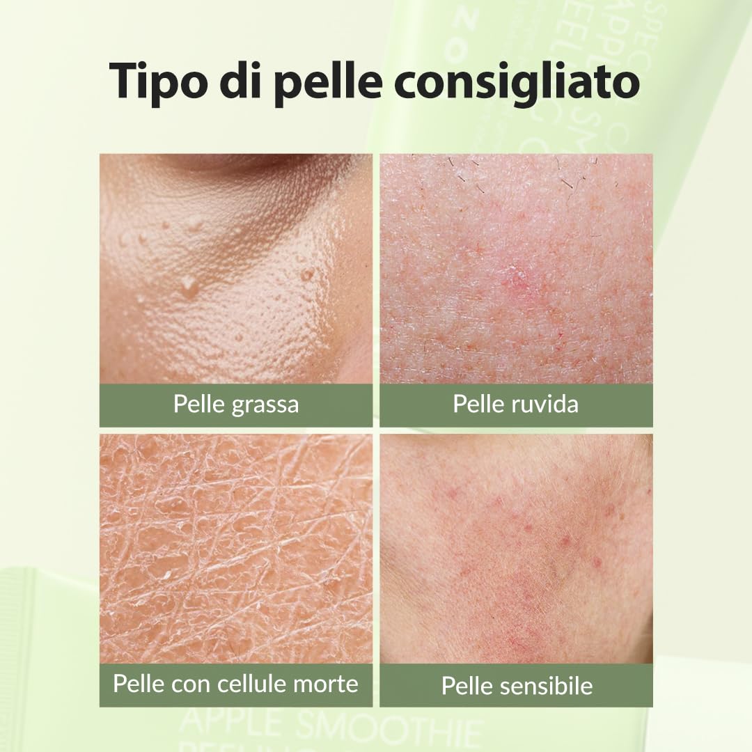 Esfoliante in Gel Smoothie Mela (120ml) Fruttoterapia esfoliante, Pelle liscia e tesa, Correzione del tono, idratante, Trattamento al sebo (Apple Smoothie Peeling Gel)