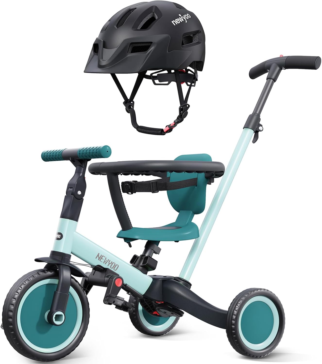 newyoo TR008 Toddler Tricycle with Helmet, Toddler Bike, Tricycles for 1-3 Year Olds, Kids Bike Helmet for 3-8 Year Olds, Green