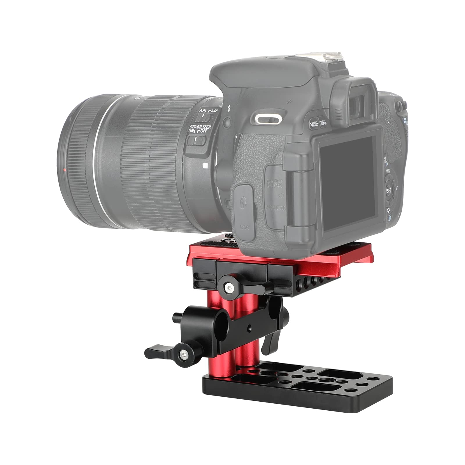 CAMVATE Montaje de placa base Manfroto de liberación rápida con bloque de riel ajustable de 15 mm para accesorio estándar Manfroto (rojo)-3015