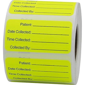 Specimen Collection Medical Healthcare Labels, 1 x 2