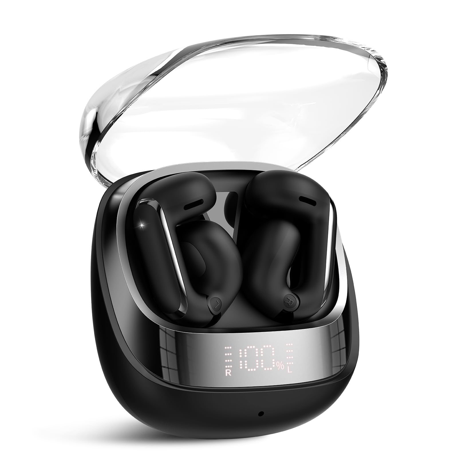 auricolari a clip bluetooth 5.4 stereo impermeabili neri