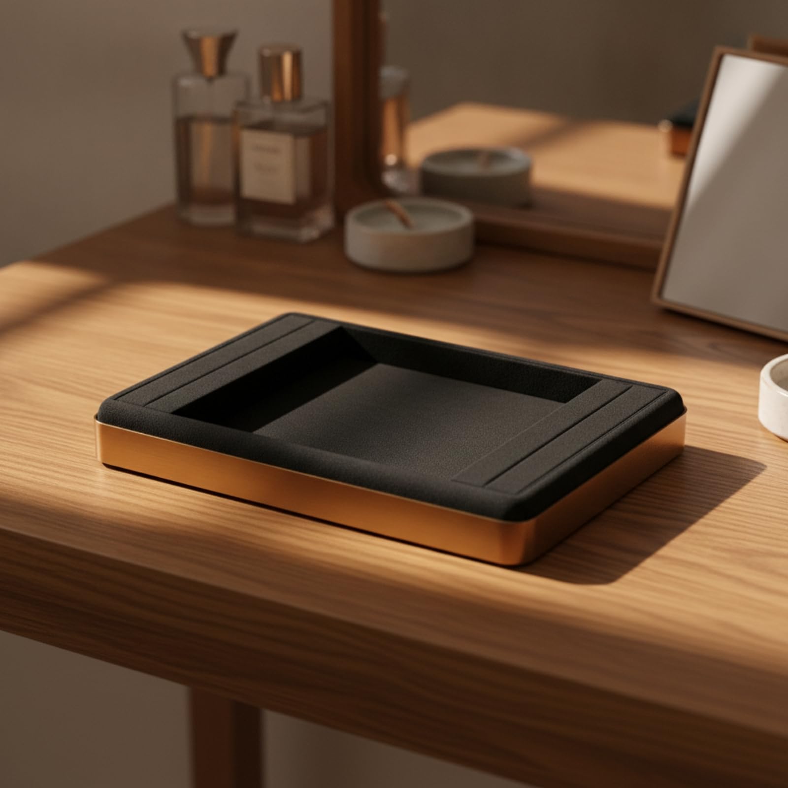Gralara Plateau Rangement pour Bijoux Élégant, Plateau À Six Compartiments, Noir Élégant