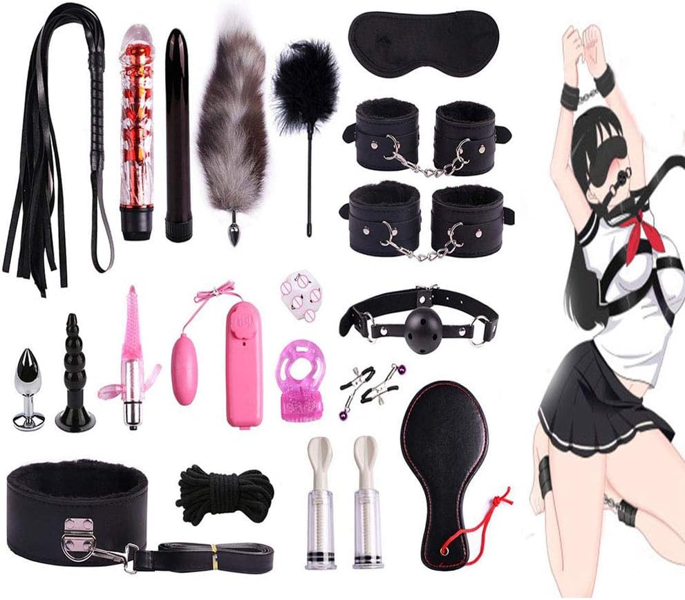 SuxHeart New Full Set of Double Equipment Private Naughty Game Props 22 Pieces Combination (Black)