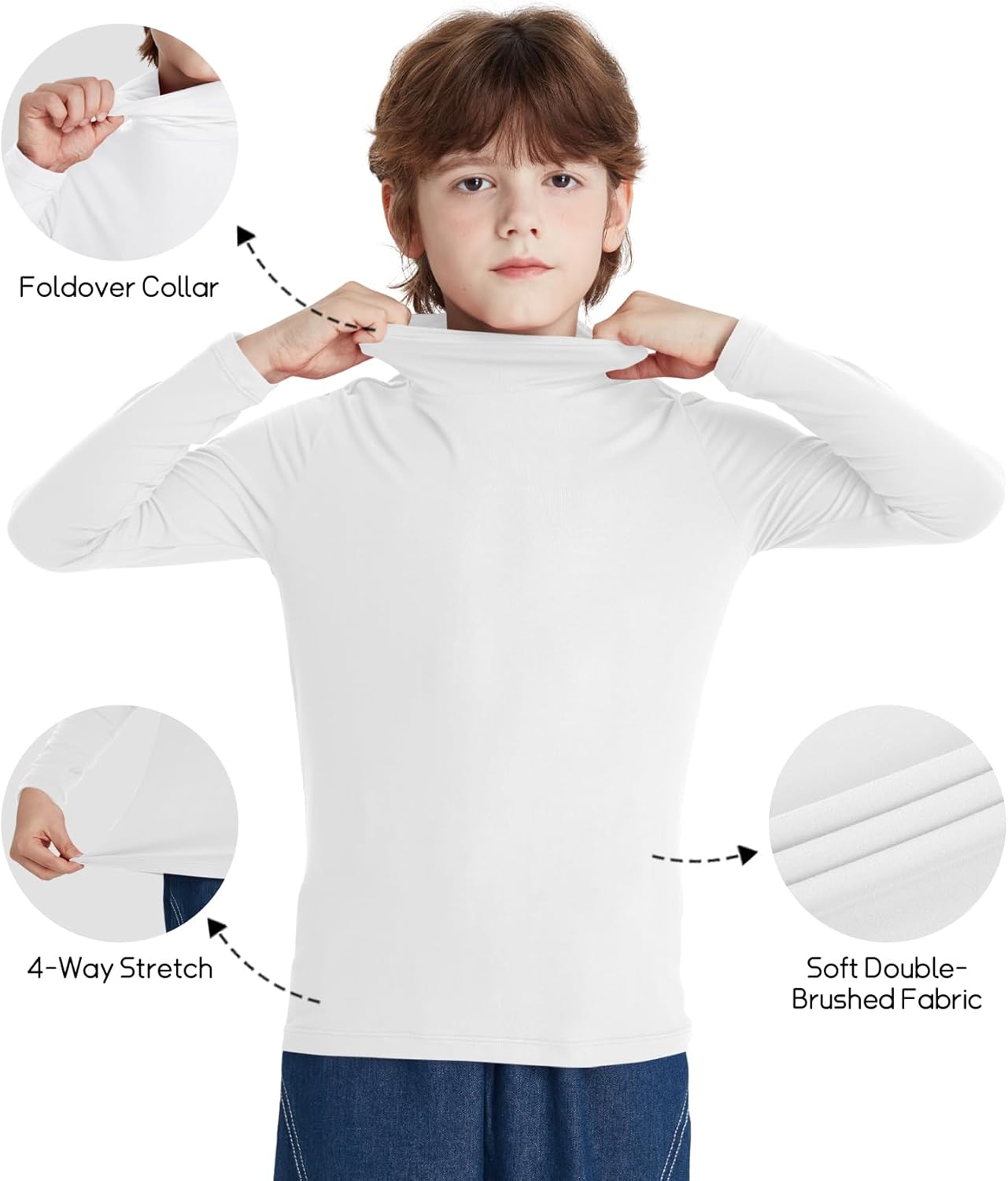 Dreammonkey Boys Turtleneck Long Sleeve Shirt Thermal Turtle Neck Soft Stretch Base Layer Tee for Kids(4T-16Y) - Image 3