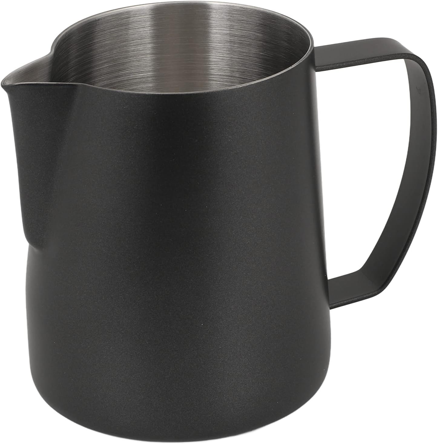 Coffee Milk Frothing Cup, Stainless Steel Steaming Pitcher for Espresso, 700ml Latte Art Jug with Double V Spout and Ergonomic Handle for Baristas and Home Use (Black)