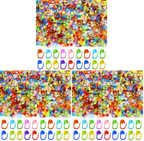 Image of 500 Pieces Colorful Knitting Markers Crochet Clips, Knitting Crochet Stitch Markers, Stitch Counter Needle Clips for Knitting DIY Craft Plastic Safety Pins (Pack of 3)