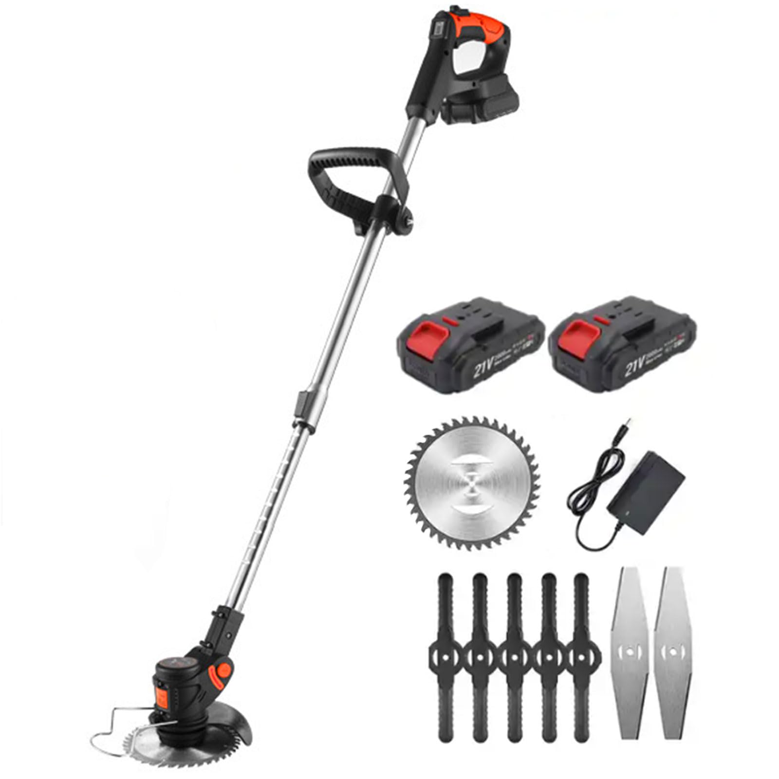 PEIXEN Desbrozadora Recargable, Cortacésped/Desmalezador Doméstico, Desmalezador con Cuchillas, Mango Ajustable, Altura, para Desmalezar Jardines, Podar Paisajes De Jardines B