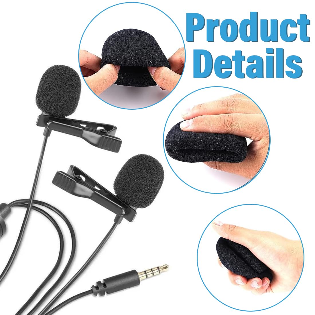 10 Pcs Bonnettes Micro Mousse Casque - Pare-Brise Microphone Anti-Bruit Noir Pour Gaming Et Bureau