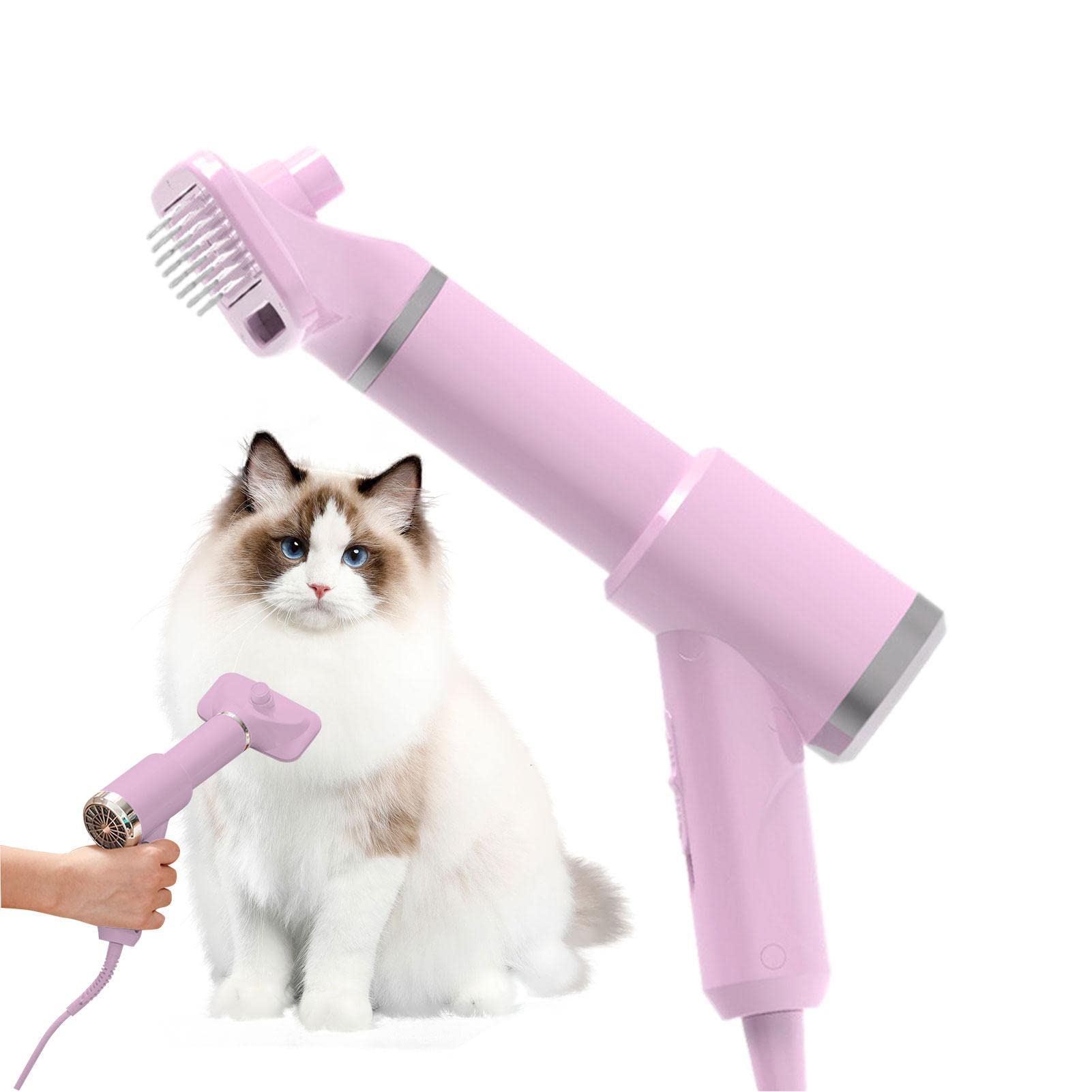 BAOK Secador de Pelo para Perros,Pet Grooming Furry Drying 2 en 1 soplador para Perros con Cepillo para Polvo - Secador silencioso para Mascotas con Peine Desmontable, silencioso, portátil, 3