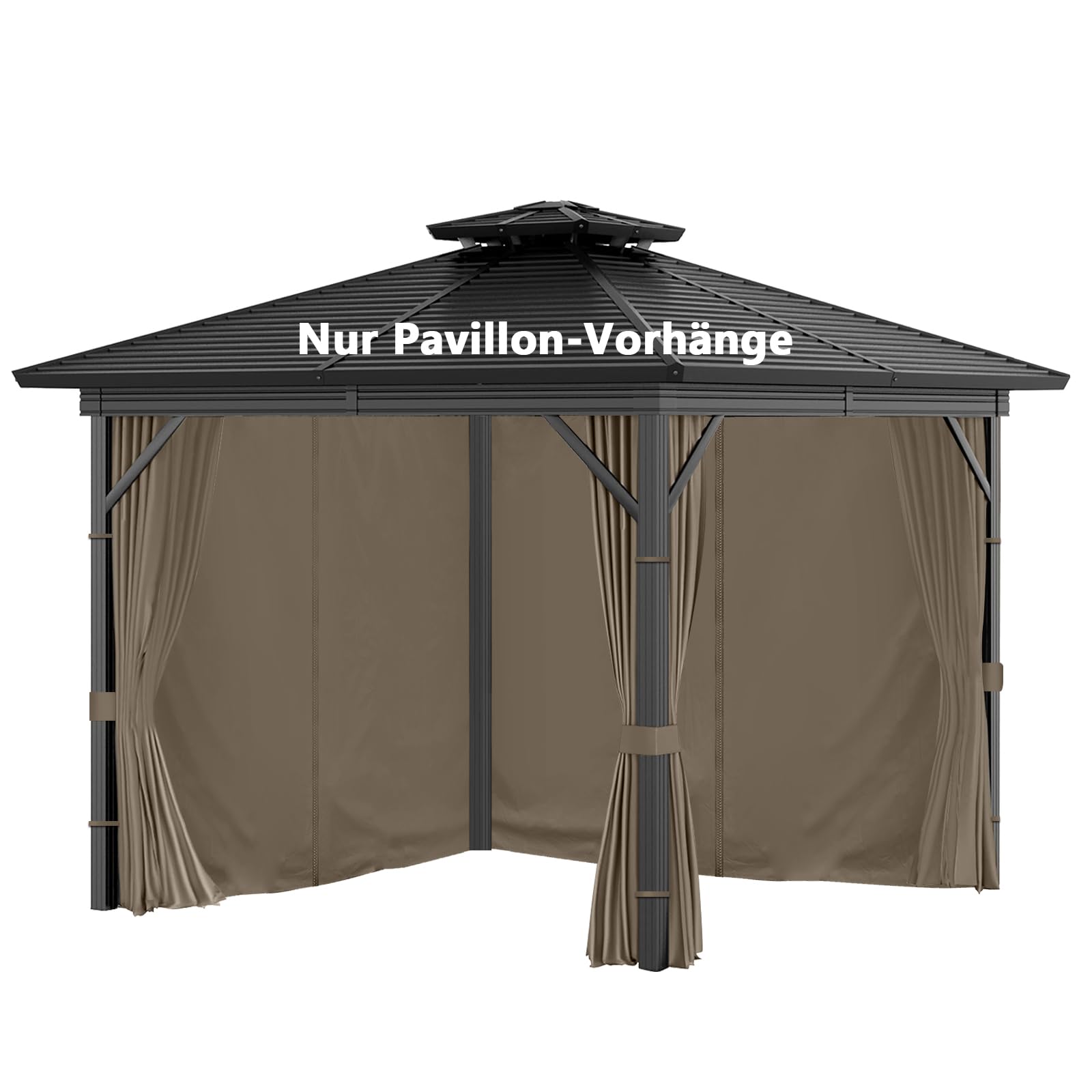 4 Seitenteile Pavillon 3x3m Wasserdicht Seitenwände UV Schutz (Braun)