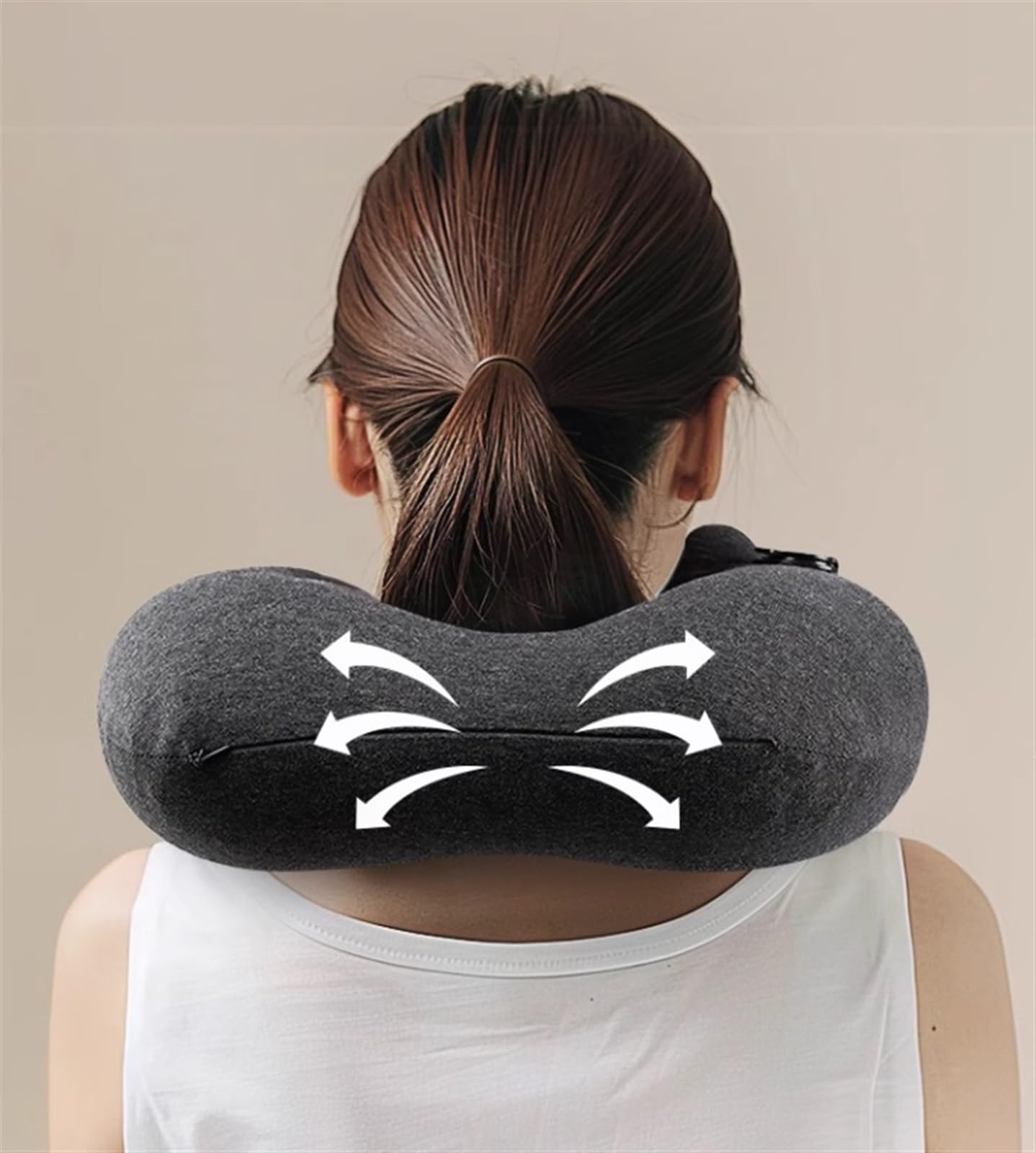 Nackenkissen Auto Nackenkissen Reise Aufblasbares Reisekissen Nackenkissen Tragbares U-förmiges Kissen Aus Baumwolle Für Flugzeuge Travel Essentials(Grey)