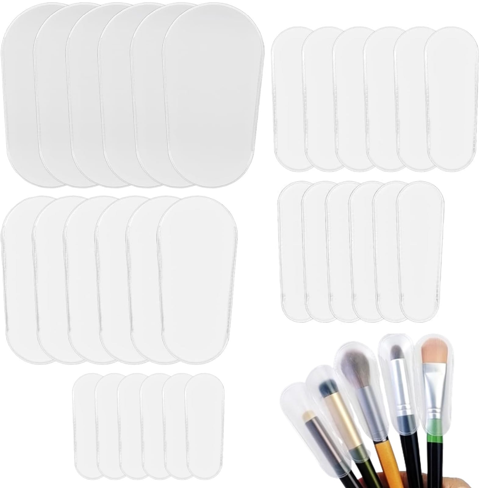 30 Piece Makeup Brush Covers, 5 Sizes Dustproof Cosmetic Brush Protectors for Travel & Storage, Lightweight and Durable Plastic Brush Guards-image-45