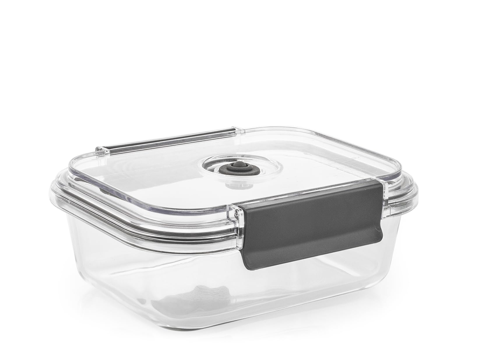 H&H Borosilicate Glass Container 630 ml with Airtight Lid and Vacuum Valve, Rectangular 17.5 x 13.5 cm, Oven and Microwave (Without Lid), Dishwasher Safe
