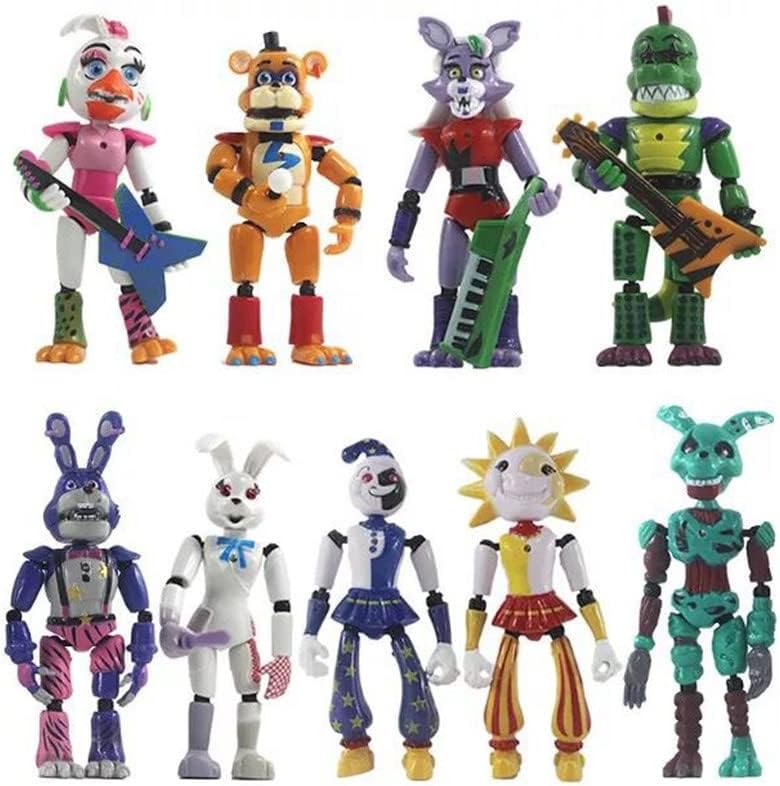 2022 New Game FNAF Toys Bonnie Foxy Bear Action Figure Dolls 9pcs/Set Transparent Version for Children (A)