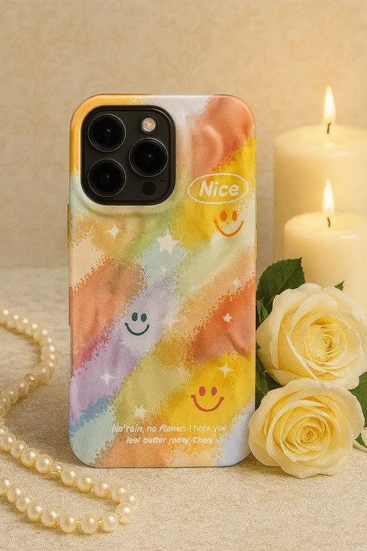 Image of COVERLY for iPhone 14 Plus 3D Trendy Colorful Smiley Rainbow Phone Case, Luxury 3D Textured Retro Cute Inspirational Quote Artistic Cool Design -Aesthetic Princess Cover for Apple iPhone 14 Plus
