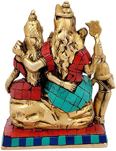 AONA Brass Shiva Parvati Shiv Parivar Shankar Bhagwan Ganesh Family Murti Idol Statue Sculpture, Height 5.5 Inches