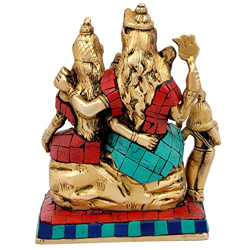 Image of AONA Brass Shiva Parvati Shiv Parivar Shankar Bhagwan Ganesh Family Murti Idol Statue Sculpture, Height 5.5 Inches, Shiva