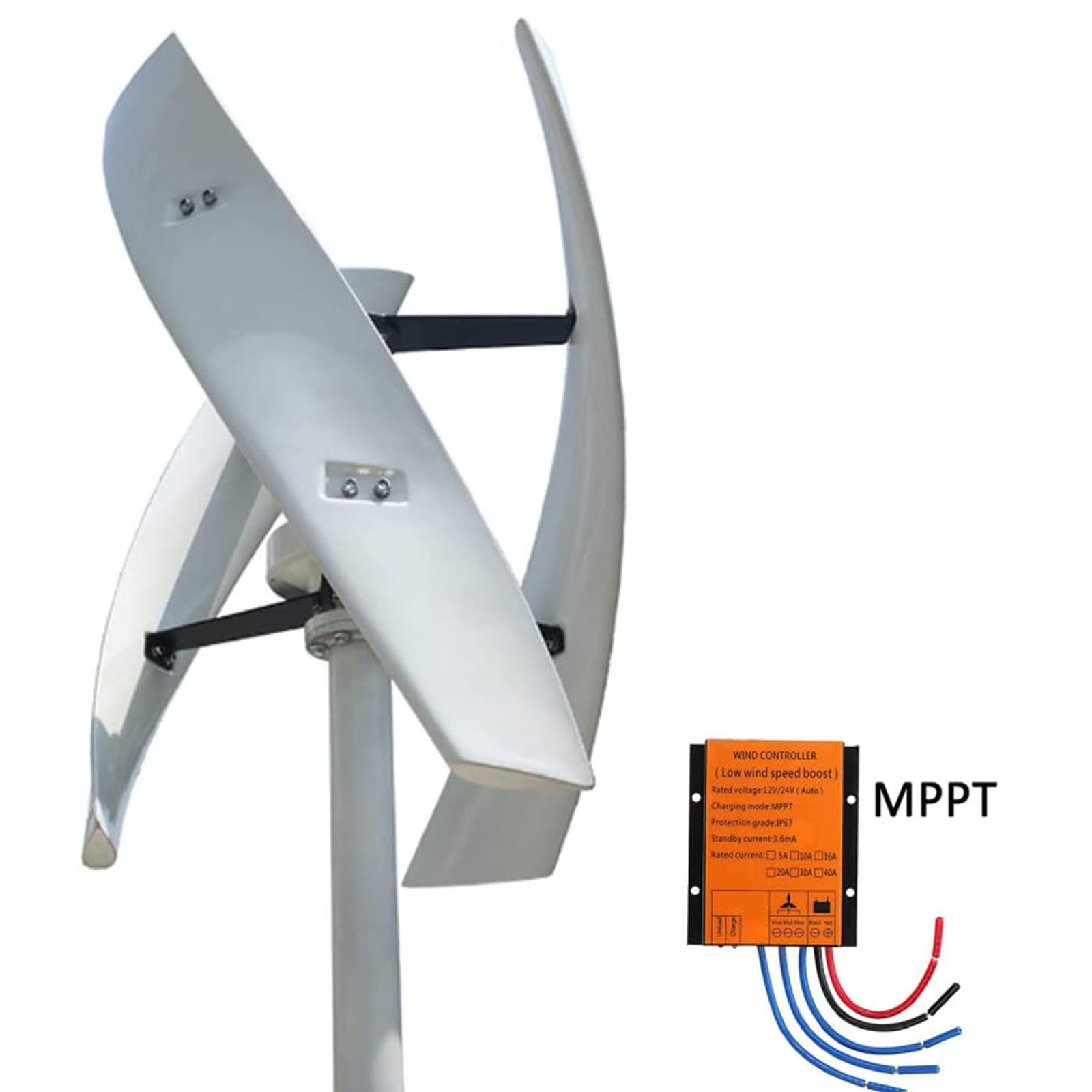 Generador De Turbina EóLica Vertical Free Energy 12000w - 3 Palas 12v 24v 48v 300rpm Generador De Turbinas EóLicas Sin Ruido con Controlador para FáBrica DoméStica,12v
