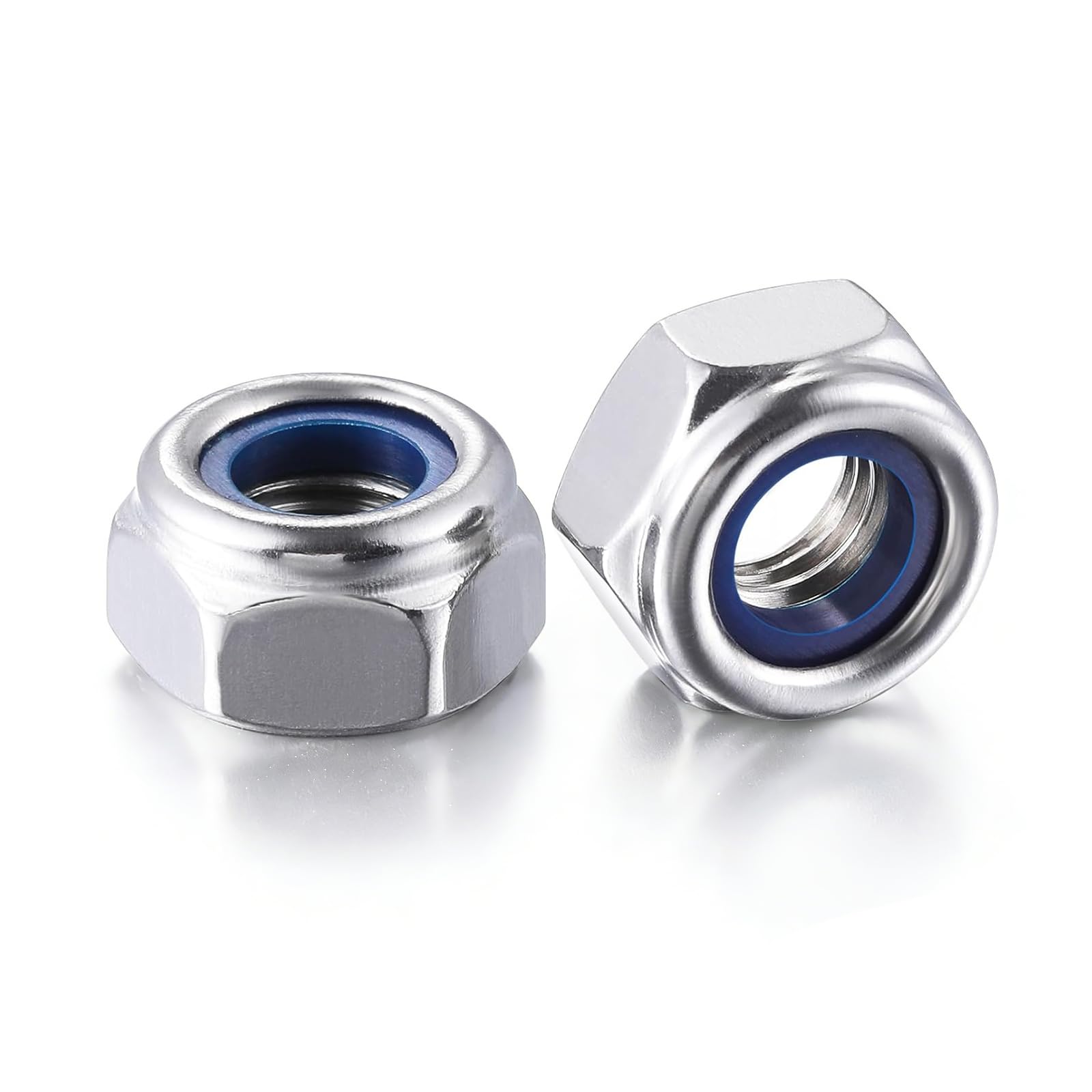 HKDZ M12 Nuts 10Pcs, A2 Stainless Steel Lock Nuts,Nylon Insert Hex Self-Locking nuts, Rustproof for Industrial Construction Machinery Equipment Repair